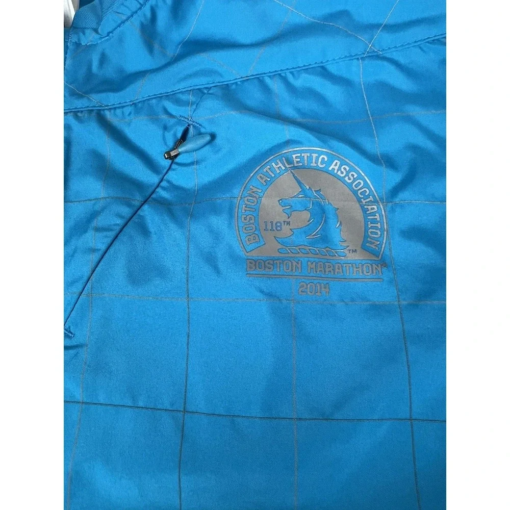 Adidas Running Boston Marathon 2014 Blue Reflective Zip Wind Jacket Men's M